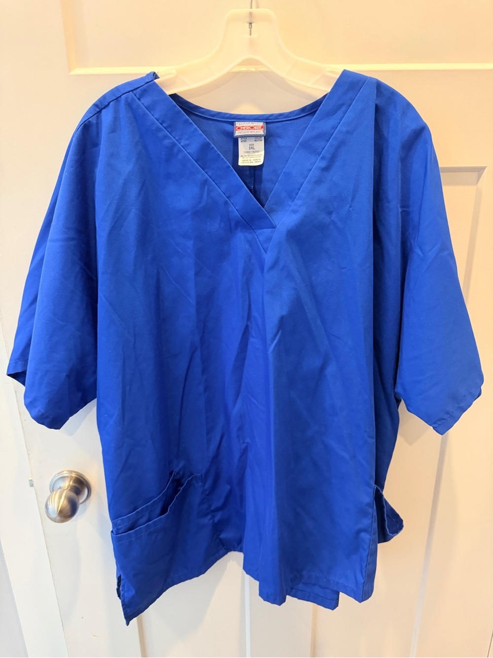 Cherokee Workwear 3XL Royal Blue V Neck Medical Scrub Top Pockets